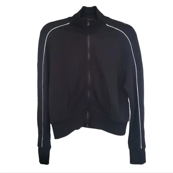 ATM Anthony Thomas Melillo Piped French Terry Track Jacket black S Quiet Luxury - Picture 2 of 13